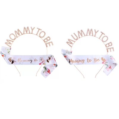 妈妈派对烫金花朵丝质礼仪带发箍