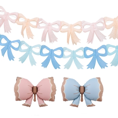性别揭示迎婴派蝴蝶结拉花气球