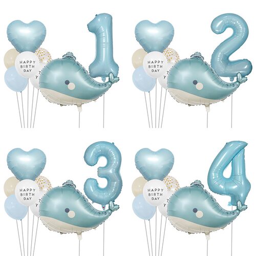 1-6数字气球套装 生日派对海豚 HAPPY BIRTHDAY PT-DGE