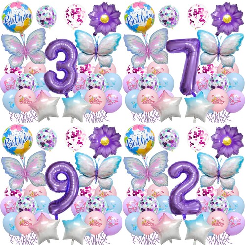 0-9数字气球套装 生日派对星星花朵蝴蝶 HAPPY BIRTHDAY PT-HD009