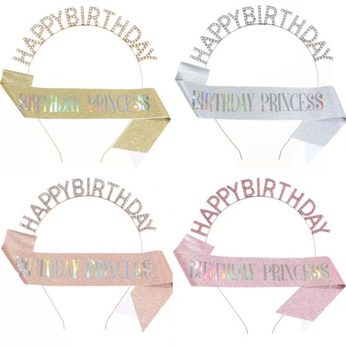 HAPPY BIRTHDAY PRINCESS 生日公主肩带礼仪带发箍 JD052FG093