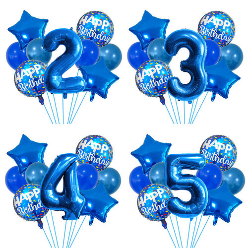 1-9数字气球套装 生日派对蓝色星星 HAPPY BIRTHDAY PT-HB001