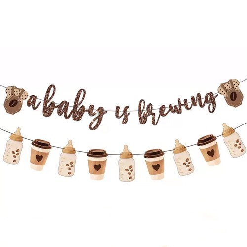 A BABY IS BREWING 宝宝迎婴派对拉花纸质拉旗 BABY SHOWER