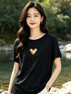 牵日红千日红2026夏款女装大码显瘦圆领条纹短袖T恤上衣FQ-2972