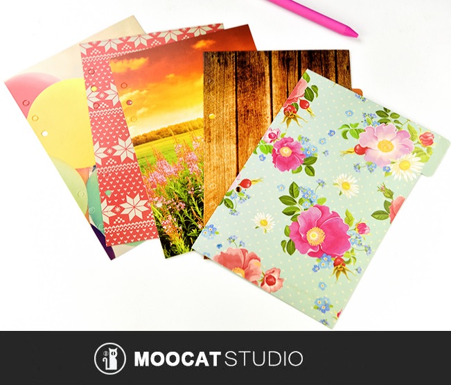 【A5】=纸隔板= 日式花和风分隔页 活页纸索引纸 6孔活页 5张入