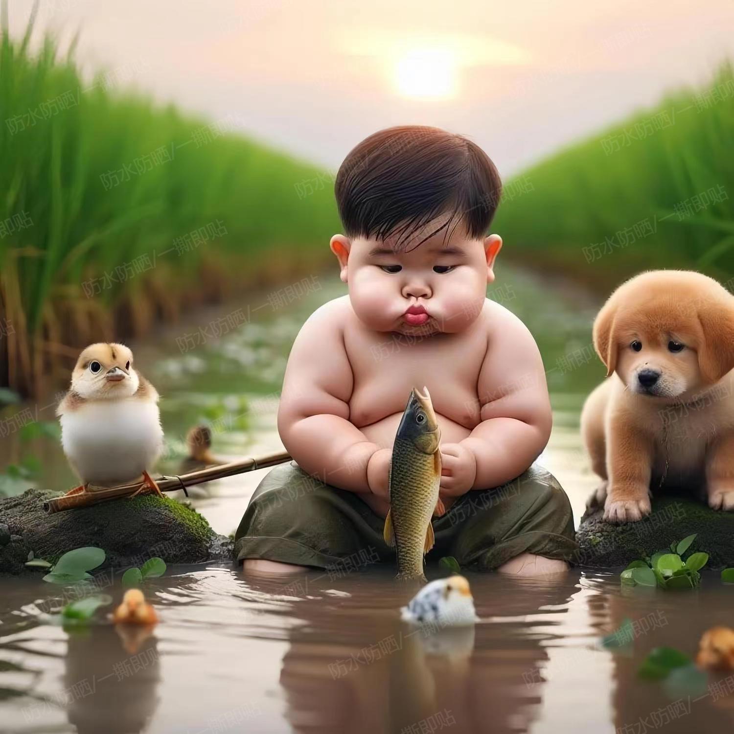 钓鱼田间搞笑贴画店铺家居车划痕冰箱车门鱼箱遮瑕防水装饰贴纸