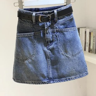 高腰显瘦百搭A字包臀裙短裙 复古港风防走光牛仔半身裙女2025夏季