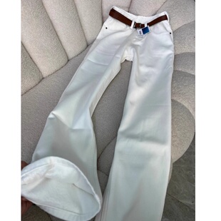 高个子加长版白色牛仔裤女秋冬新款加绒加厚直筒宽松窄版阔腿裤子