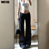 直筒显瘦小个子阔腿喇叭裤 2026新款 子 女夏薄款 黑色低腰微喇牛仔裤