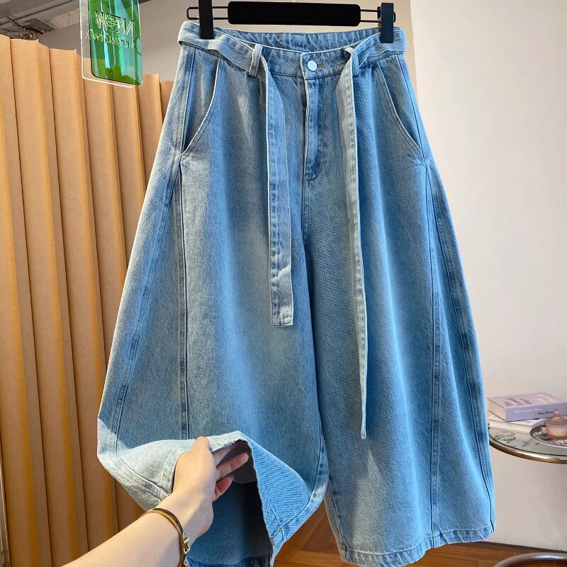 巨好看的八分牛仔裤女2026新款春装高级感宽松百搭直筒裤阔腿裤子