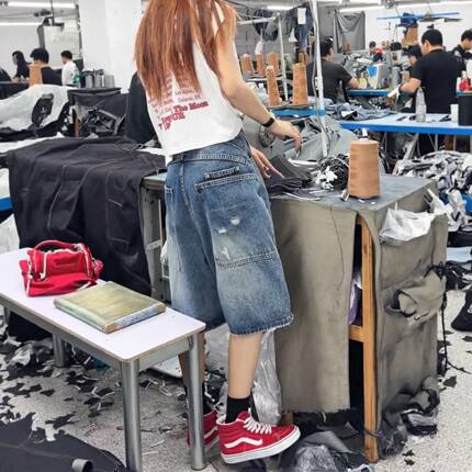 美式破洞牛仔短裤女夏季薄款2026新款高腰中裤大码胖mm显瘦五分裤
