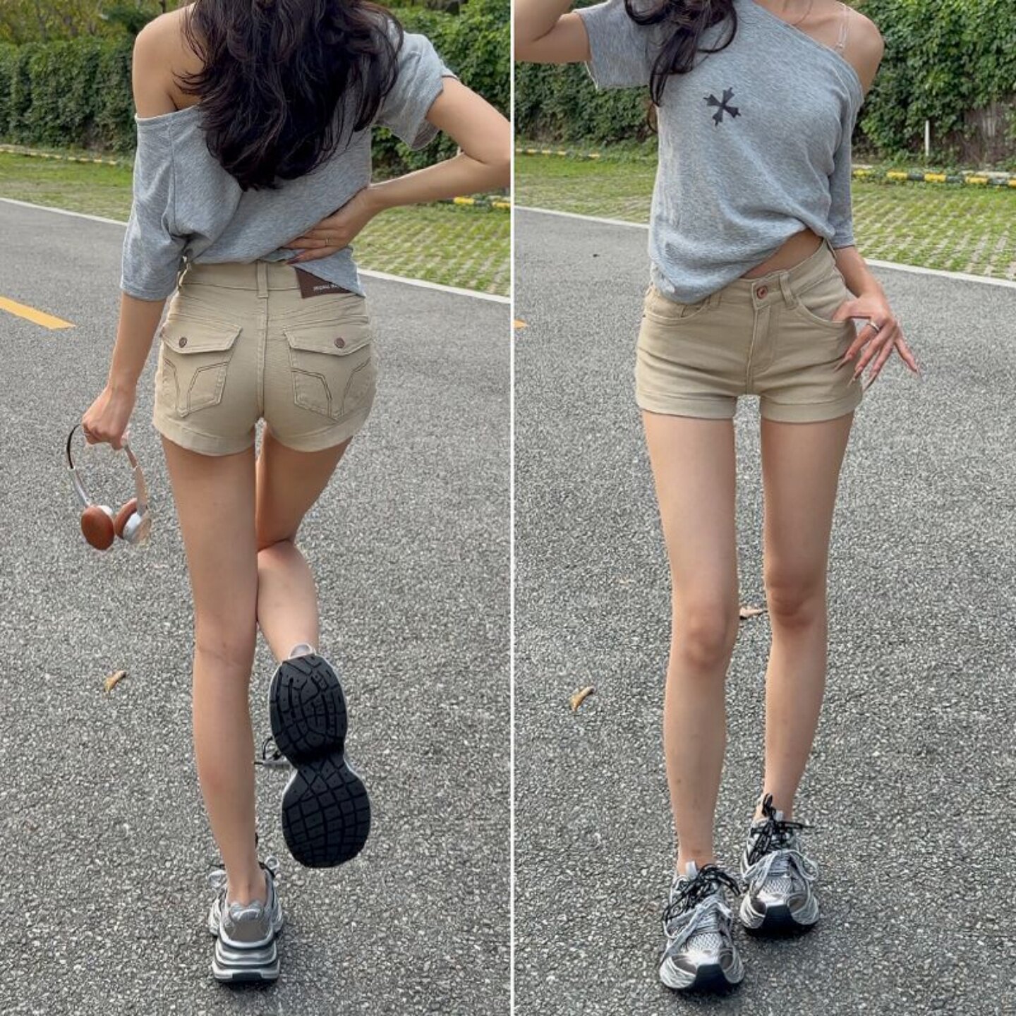 燕麦色高腰修身提臀直筒牛仔短裤女2026夏季款显瘦包臀热裤紧身裤
