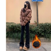 175高个子加长180黑色微喇叭牛仔裤 女秋冬加绒高腰显瘦宽松马蹄裤