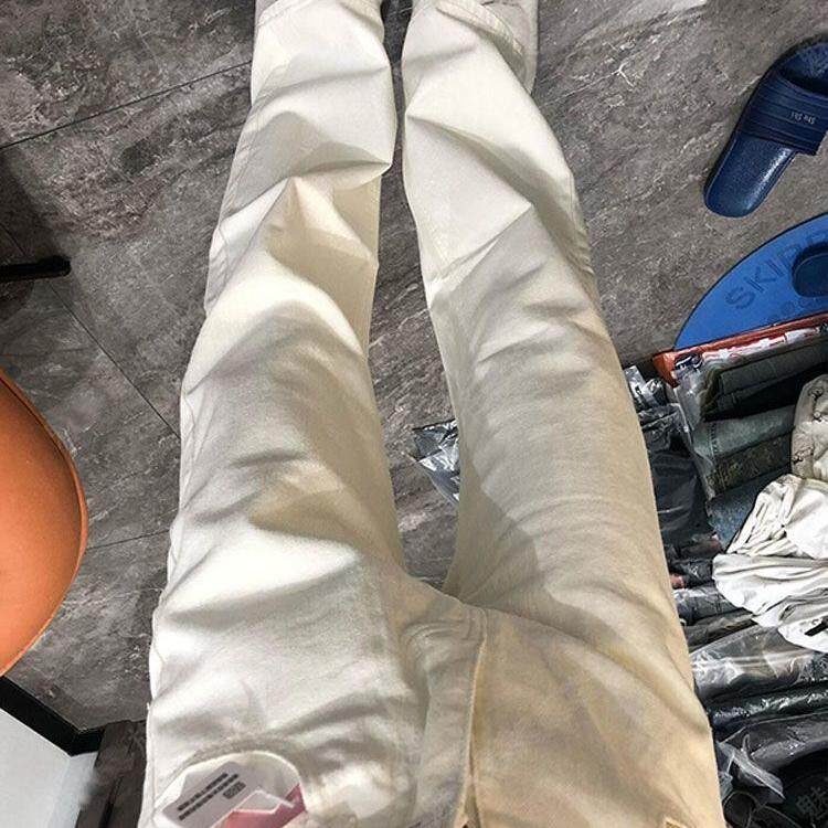 美式复古白色阔腿牛仔裤女2026春夏高腰显瘦垂感宽松直筒休闲裤子