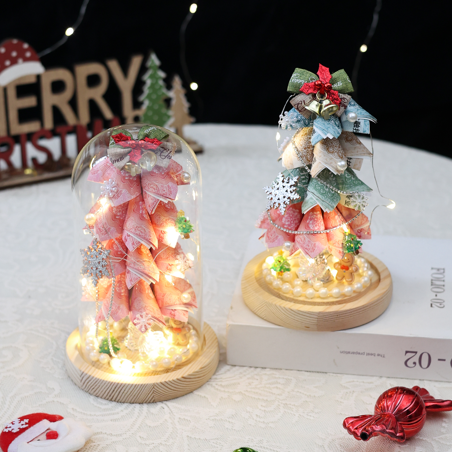 手工DIY圣诞节礼物有钱树材料