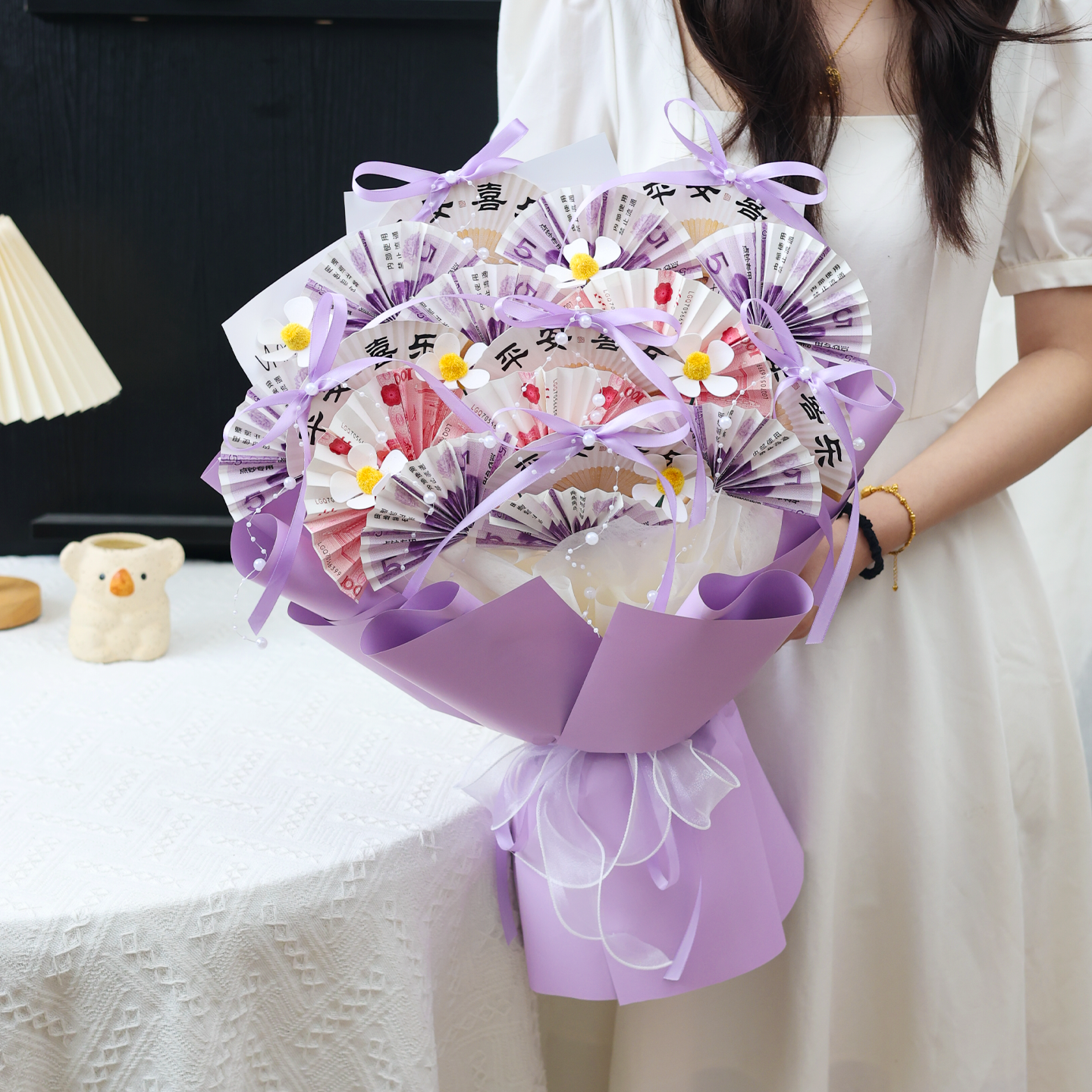 创意有钱花扇子花束diy材料包情人节生日纪念日礼物送女朋友闺蜜