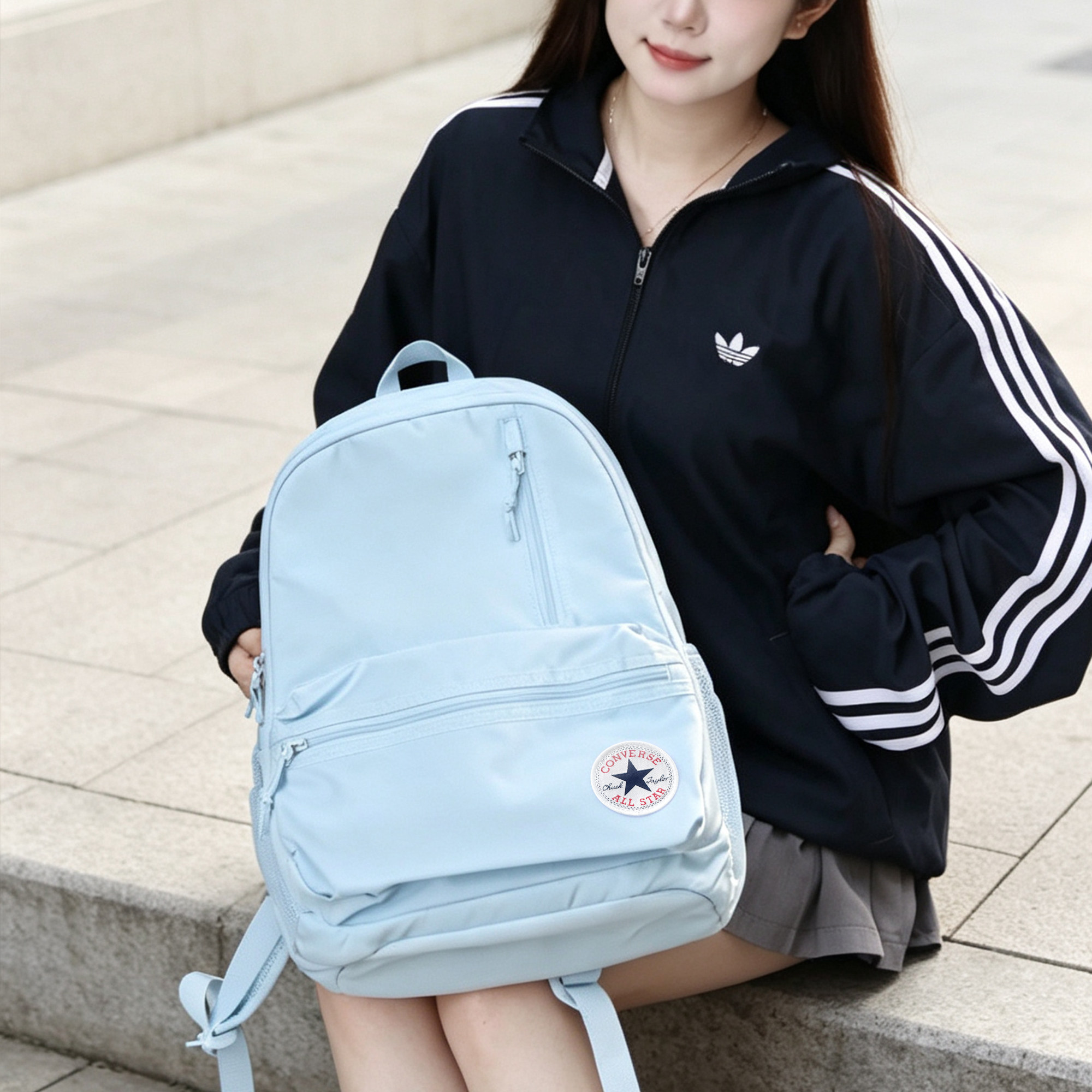 Converse/匡威象限雾多巴胺双肩包电脑旅游背包男女学生浅蓝书包