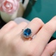 925银精工镶嵌 10mm 伦敦蓝蓝托帕石戒指出货 主石尺寸：8
