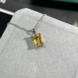 巴西黄水晶吊坠,强力招财,全净体品质,925银主石7*9mm土属性