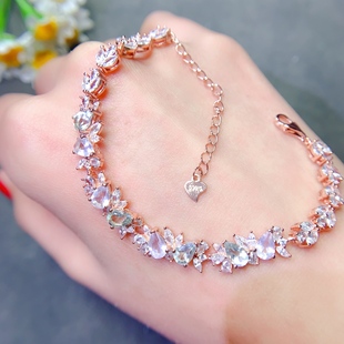 精致高级感s925银 高品质 尺寸4×6 粉晶手链纯净体 天然