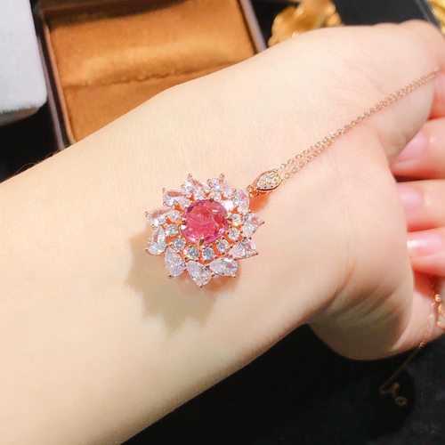 【中国地质大学】天然糖果碧玺吊坠 晶体好 满火彩、主石尺寸7