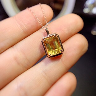 巴西黄水晶吊坠,暴力黄,糖果色主石尺寸:9*11mm土属性