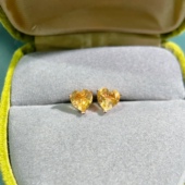 天然黄水晶耳钉 主石尺寸 精工工艺 6mm 颜色好粒粒都是精品