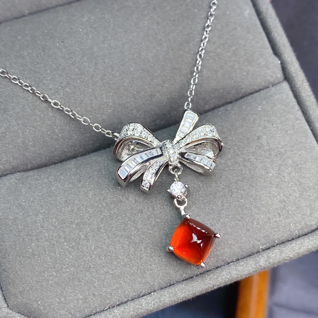 【地大珠宝】芬达石榴石戒指全净体满火彩7x7mm 925纯银电