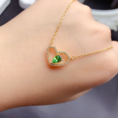 沙弗来锁骨链，主石尺寸4*6mm