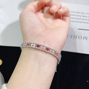 天然缅甸尖晶石手链 裸石尺寸:3*4mm.日常通勤搭配925纯银