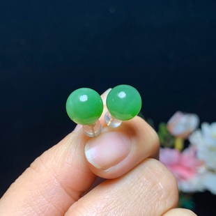 【18 k金】天然碧玉佛耳钉,尺寸9.5mm,水头超好