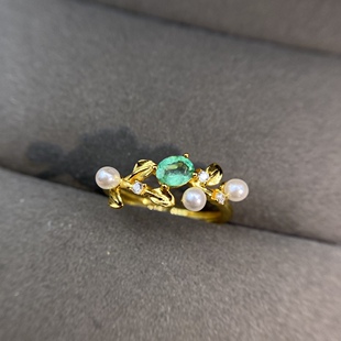 祖母绿戒指, 925银镀K白金玫瑰金镶嵌,4X5mm520礼物情人节礼物