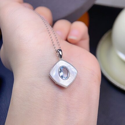 海蓝宝吊坠 晶体干净！主石约5*7mm，s925银镶嵌