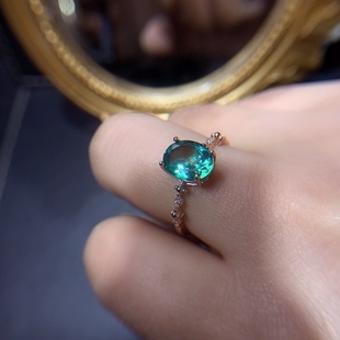 【地质大学】帕拉伊巴色托帕戒指,925银K金工艺精工镶嵌