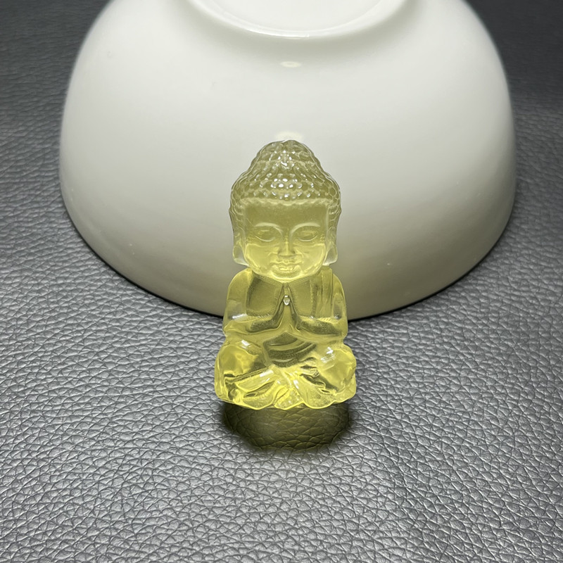 情侣天然黄水晶小如来佛吊坠摆件