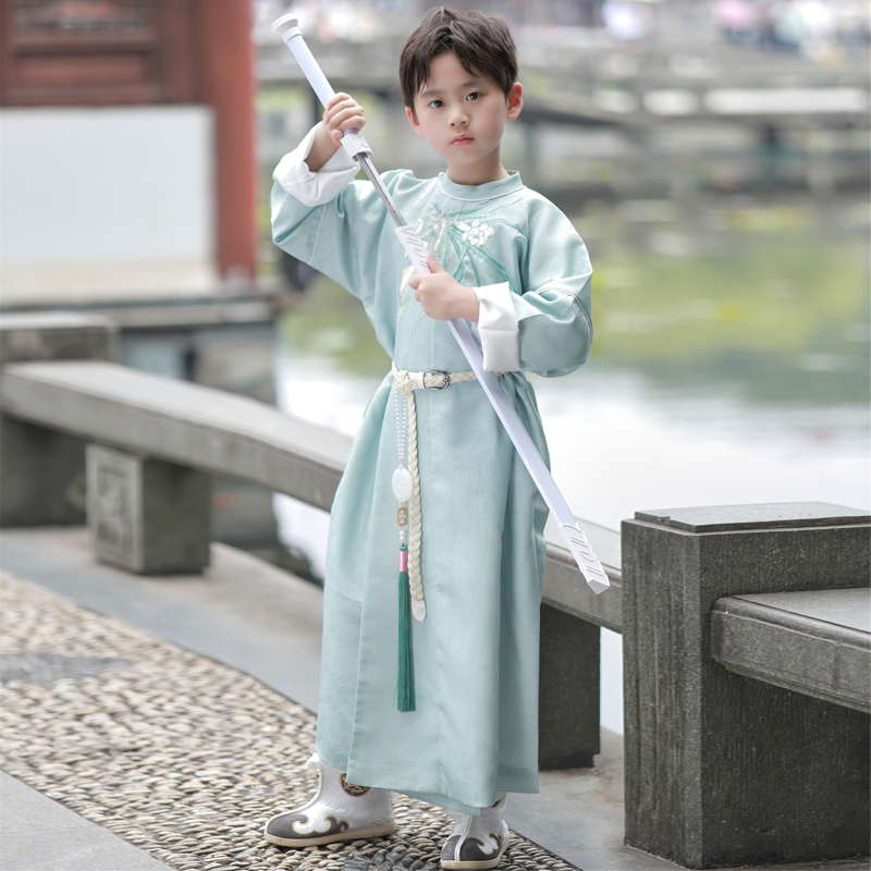 锦仙谣‧兰曲中秋节男童汉服春秋装24新款国风古风帅气演出服唐装
