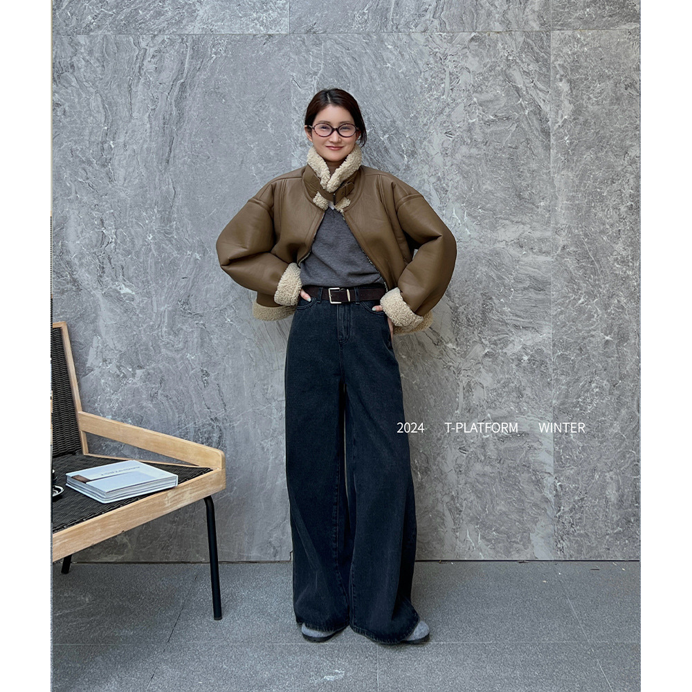 ［T台］T-PLATFORM广州十三行 美式高街复古牛仔裤冬季厚款73288