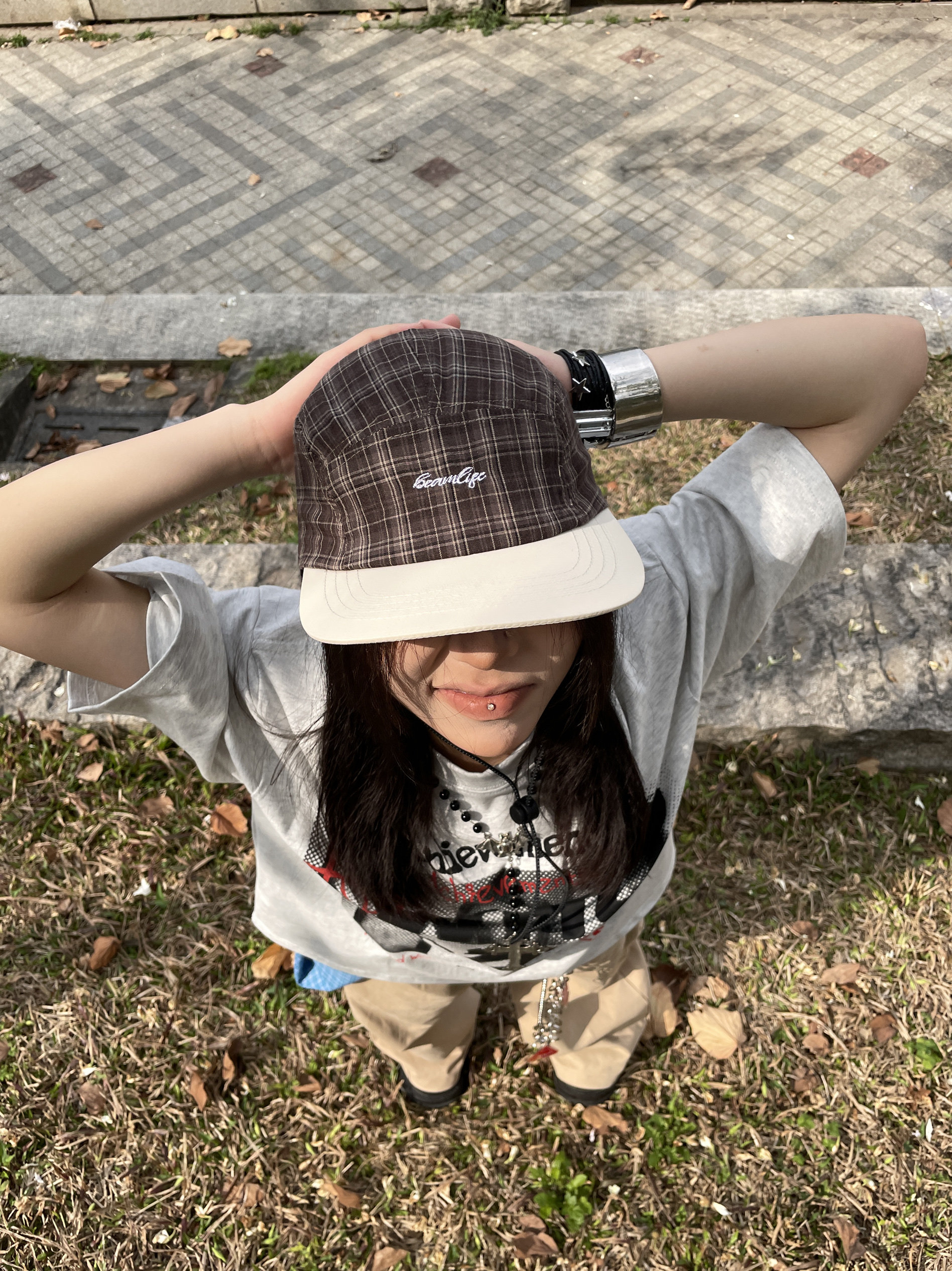 BEAMLIFE25SS夏季格子带防风绳可调节薄款亲子软顶鸭舌棒球帽男女