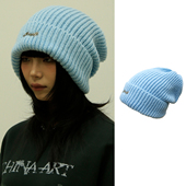日系天蓝色堆堆帽子男女冬季 BEAMLIFE23A W原创韩版 针织毛线帽潮