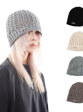 BEAMLIFE25AW秋季原创设计金属标镂空针织冷帽盆帽渔夫帽子男女潮