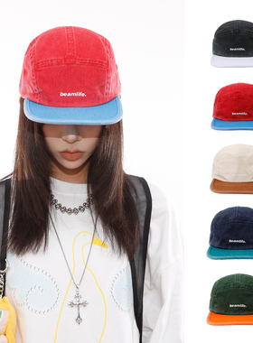 BEAMLIFE25A/W秋季显脸小鸭舌帽做旧洗水复古日系拼色五片平檐帽