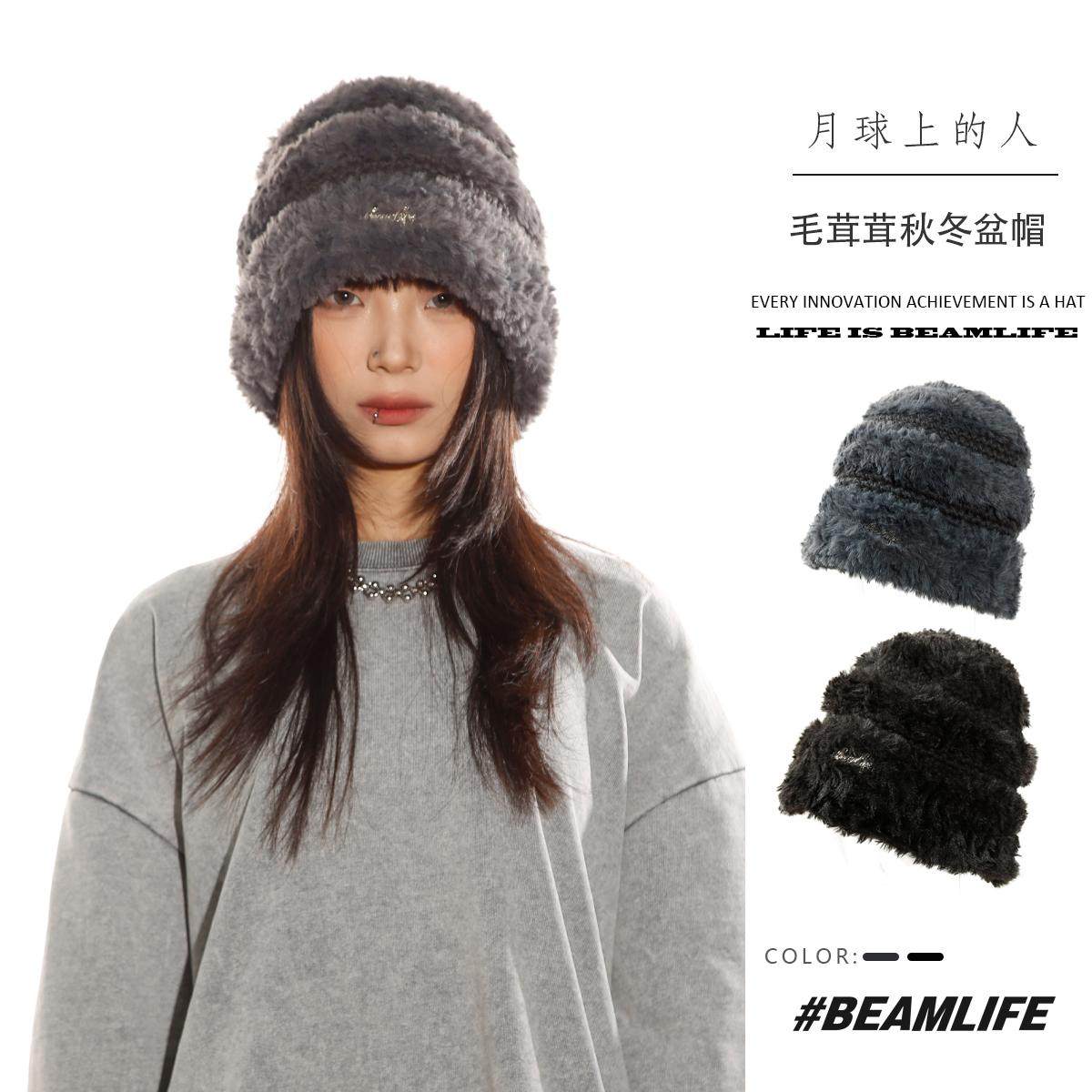 地主帽复古毛绒边保暖日系秋冬