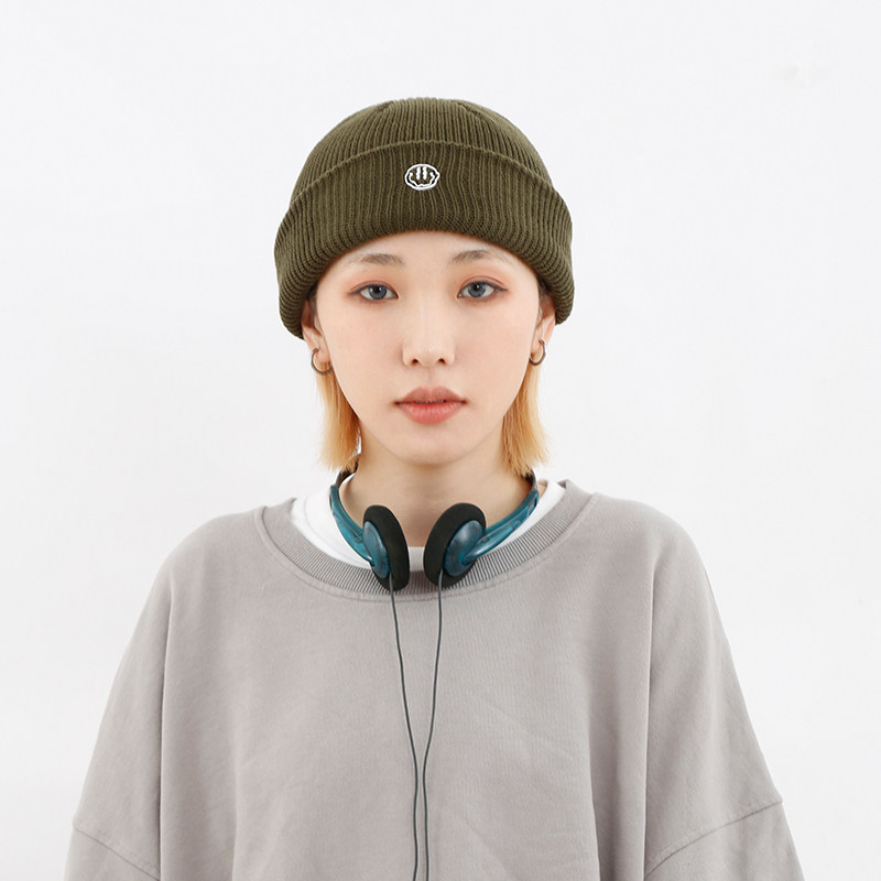 原创一个笑脸男女复古日系毛线帽