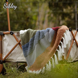 Sibley美式 轻奢户外旅行露营毯保暖流苏沙发毯午休盖毯睡觉毯子
