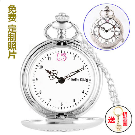 helloKitty只看时间镂空花辨怀表高中学生凯蒂猫女生初中生女款表