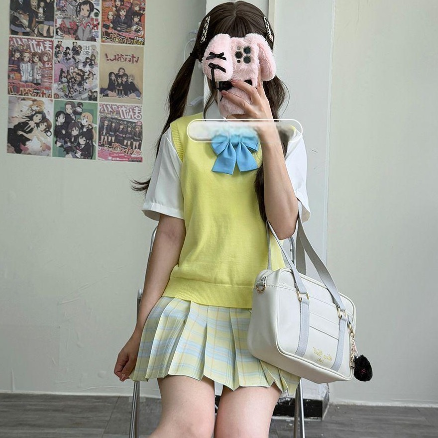 柚月/JK制服针织衫甜美学院风马甲背心日系校供感jk格裙四件套
