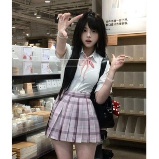 校供感JK制服衬衫 显腰细短袖 衬衣夏季 小众纯欲风辣妹jk格裙套装