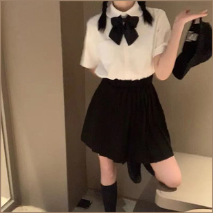学院风日系可爱娃娃领衬衫 学生百搭奶白色设计感jk制服衬衣 女夏季