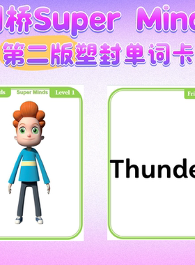 剑桥Super Minds第二版英语单词卡片儿童教具启蒙教学塑封闪卡