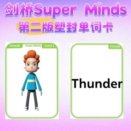 剑桥Super Minds第二版英语单词卡片儿童教具启蒙教学塑封闪卡